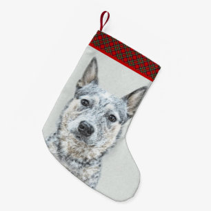 Australian Cattle Dog Painting - Cute Original Art Small Christmas Stocking