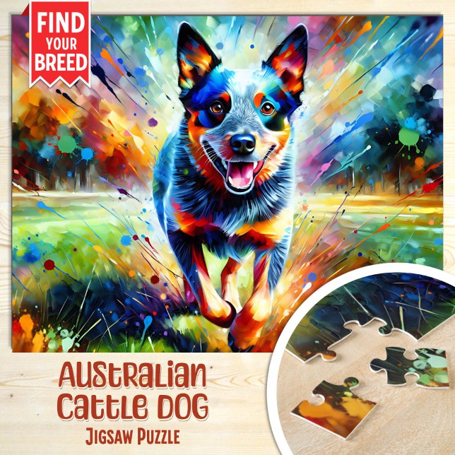 Australian Cattle Dog Portrait Acrylic Art Print Jigsaw Puzzle (Creator Uploaded)
