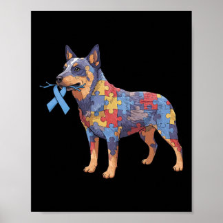 Australian Cattle Dog Puzzle Autism Awareness Wome Poster