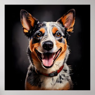 Australian Cattle Dog Realism Art Portrait Poster