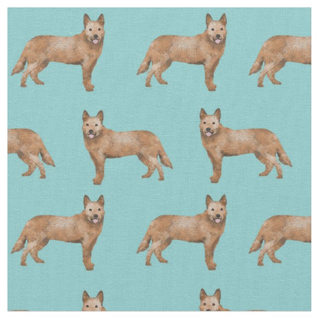 australian cattle dog red heeler dog light blue fabric (Close Up)