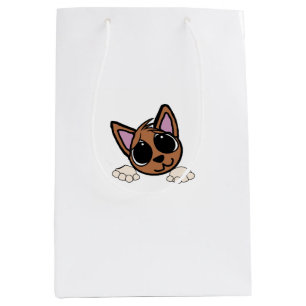 australian cattle dog red peeking cartoon medium gift bag