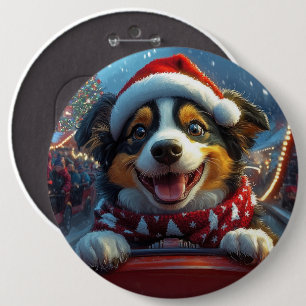Australian Cattle Dog Roller Coaster Christmas 6 Cm Round Badge