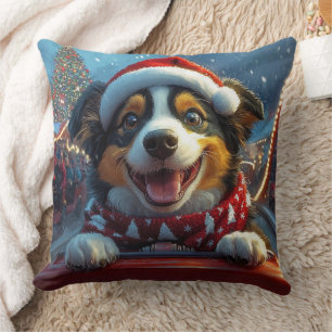 Australian Cattle Dog Roller Coaster Christmas Cushion