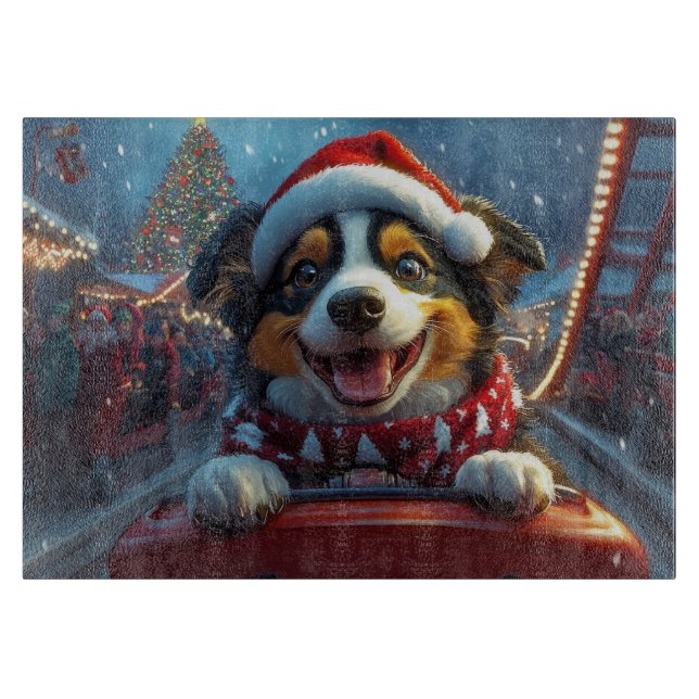 Australian Cattle Dog Roller Coaster Christmas Cutting Board (Front)