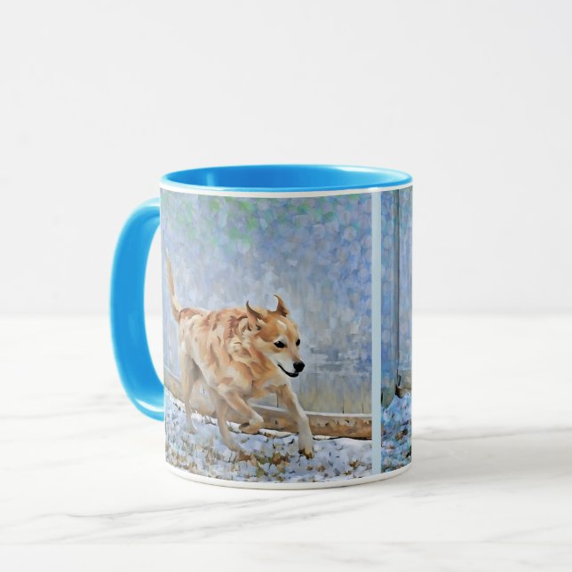 Australian Cattle Dog Running In The Snow Mug (Front Left)
