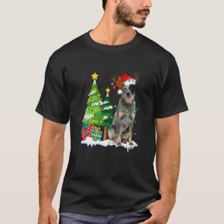 Australian Cattle Dog Santa Hat Reindeer Christmas T-Shirt