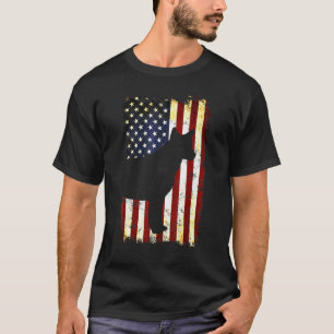 Australian Cattle Dog Silhouette American Flag T-Shirt