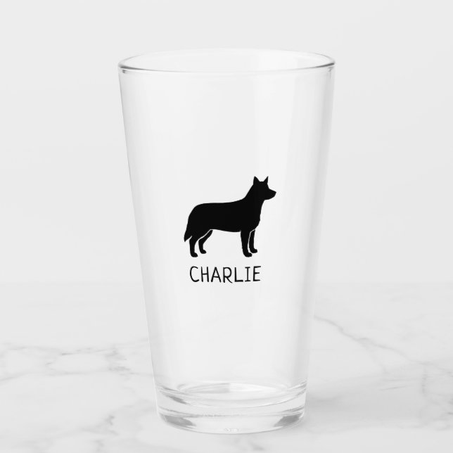Australian Cattle Dog Silhouette Heeler Custom Glass (Front)