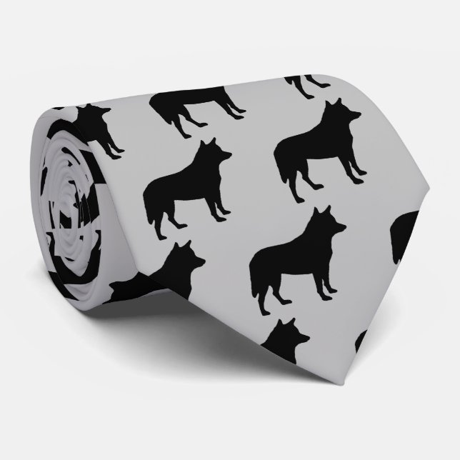Australian Cattle Dog Silhouette Tie (Rolled)
