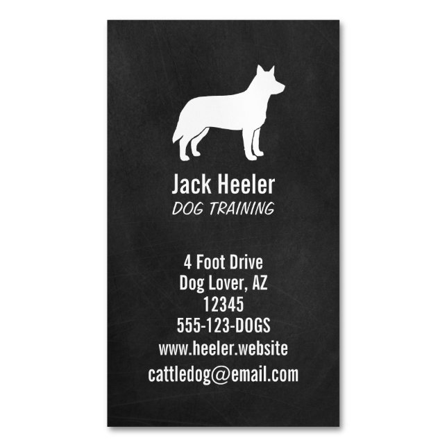 Australian Cattle Dog Silhouette Vertical Magnetic Business Card (Front Vertical)