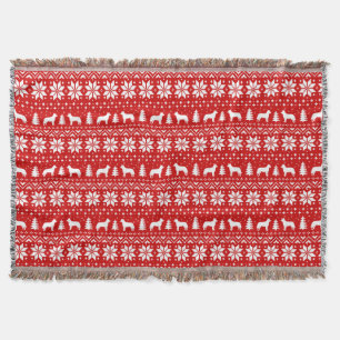 Australian Cattle Dog Silhouettes Christmas Red Throw Blanket