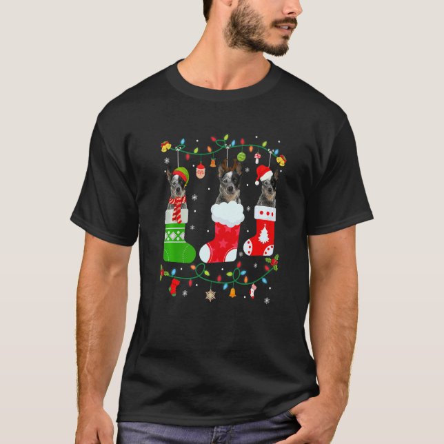 Australian Cattle Dog Three Christmas Socks Sweate T-Shirt (Front)