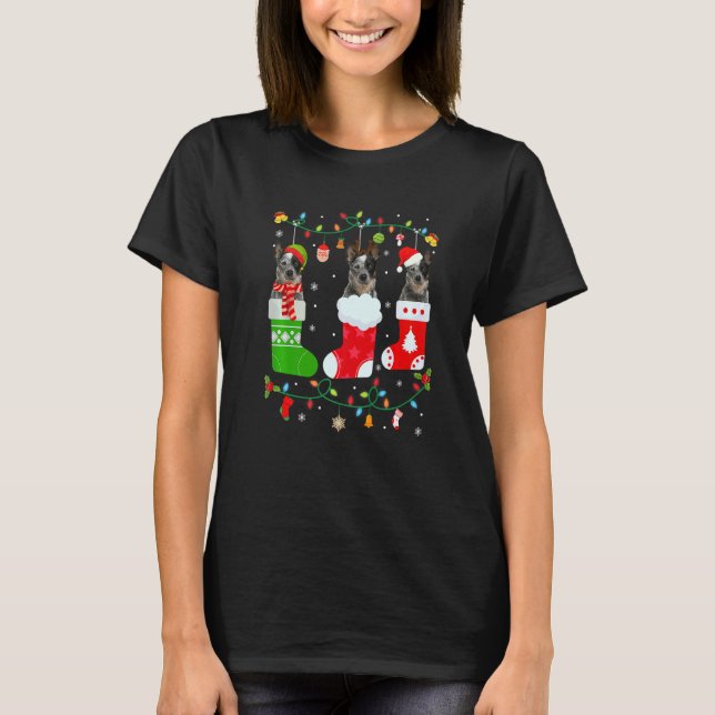 Australian Cattle Dog Three Christmas Socks Sweate T-Shirt (Front)
