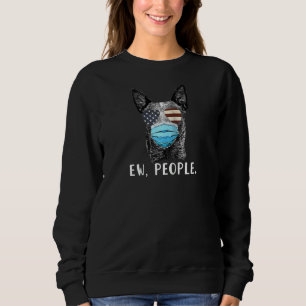 Australian Cattle Dog Wearing A Face Mask Usa Flag Sweatshirt