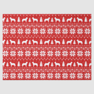 Australian Cattle Dogs Christmas Pattern Red Tissue Paper