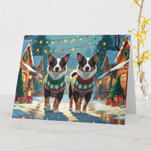 Australian Cattle Dogs Christmas Snow Holiday Card