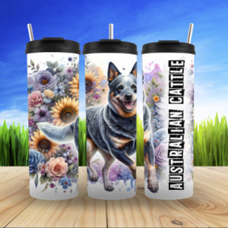 Australian Cattle Dog's Floral Hustle Thermal Tumbler