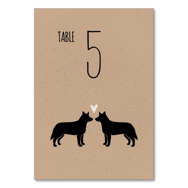 Australian Cattle Dogs Wedding Reception Table Number (Front)