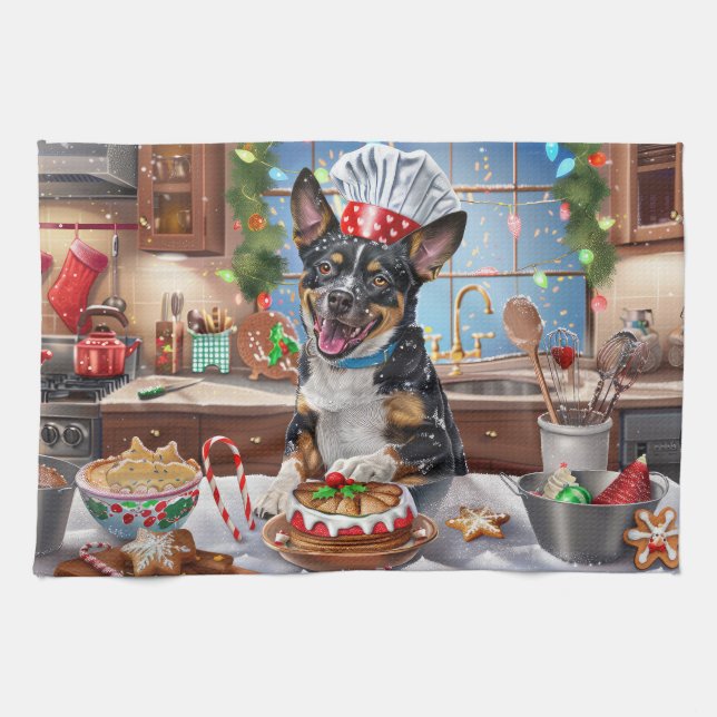 Australian Cattle Holiday Baking Festive Christmas Tea Towel (Horizontal)