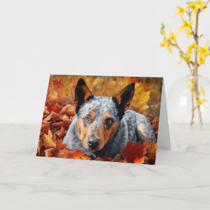 Australian Cattle in Autumn Leaves Fall Inspire Card