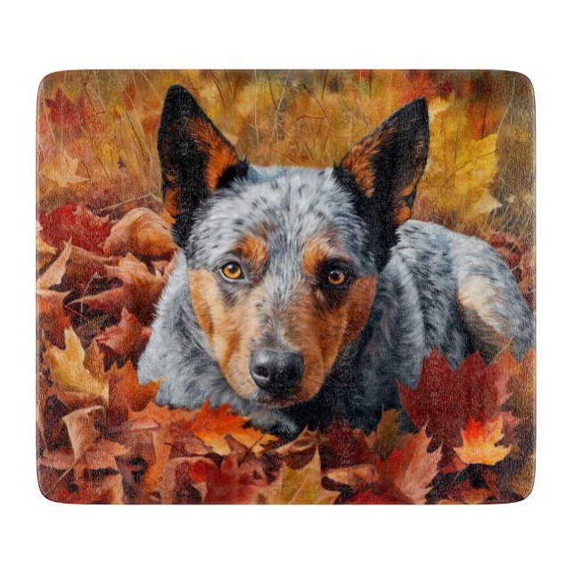 Australian Cattle  in Autumn Leaves Fall Inspire  Cutting Board (Front)