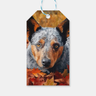 Australian Cattle  in Autumn Leaves Fall Inspire  Gift Tags