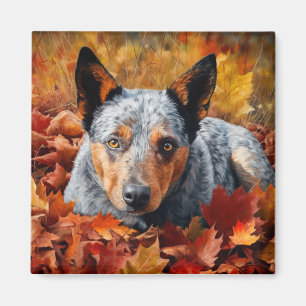 Australian Cattle in Autumn Leaves Fall Inspire Magnet