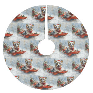 Australian Cattle in Sledge Let it Snow Christmas Brushed Polyester Tree Skirt