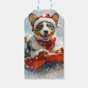 Australian Cattle in Sledge Let it Snow Christmas Gift Tags