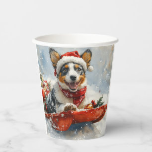 Australian Cattle in Sledge Let it Snow Christmas Paper Cups