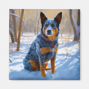 Australian Cattle Let It Snow Christmas Magnet