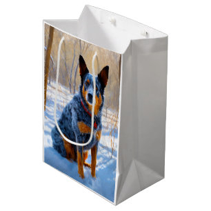 Australian Cattle Let It Snow Christmas Medium Gift Bag