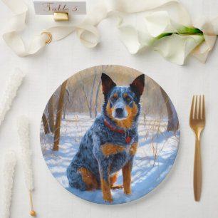 Australian Cattle Let It Snow Christmas Paper Plate