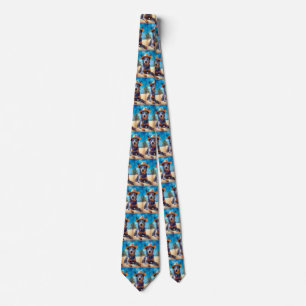 Australian Cattle on Beach,dog lovers summer gift Tie
