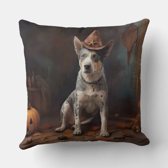 Australian Cattle Pumpkins Halloween Scary Cushion (Back)