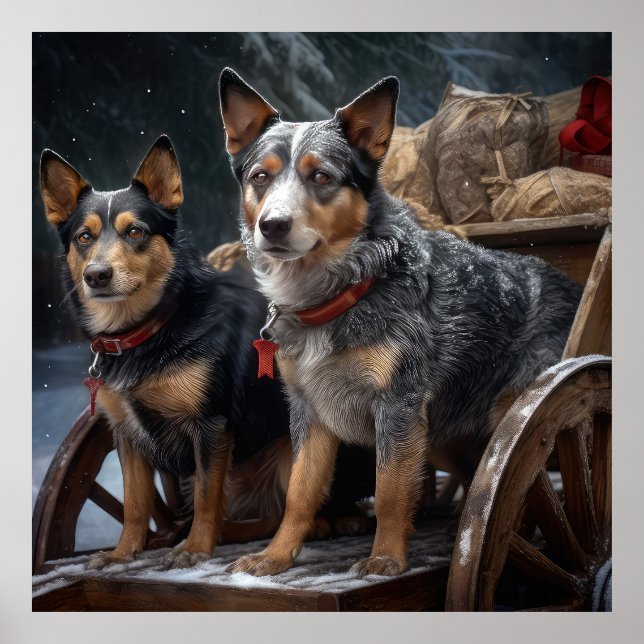 Australian Cattle Snowy Sleigh Christmas Decor (Front)