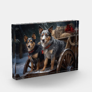 Australian Cattle Snowy Sleigh Christmas Decor Photo Block