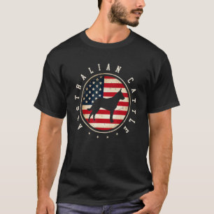 Australian Cattle Usa Flag 4th July Dog Mum Dad T-Shirt
