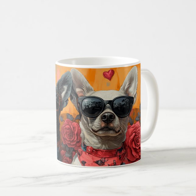 Australian Cattle With Heart Roses Valentine's Day Coffee Mug (Front Right)