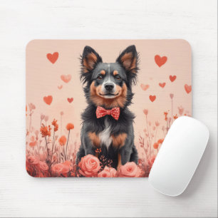 Australian Cattle with Roses - Valentine's Day Mouse Pad