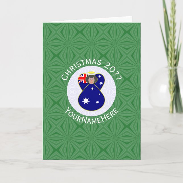Australian Christmas Angel Personalised Greeting Card (Front)