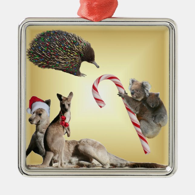 Australian Christmas Animals Metal Tree Decoration (Front)
