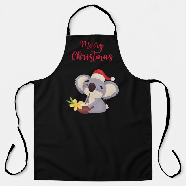 Australian Christmas Cute Koala Drinking Cocktail Apron (Front)