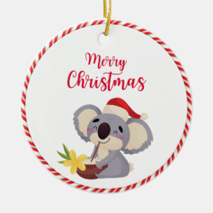 Australian Christmas Cute Koala Drinking Design Ceramic Tree Decoration