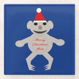 Australian Christmas Koala Bear Glass Coaster