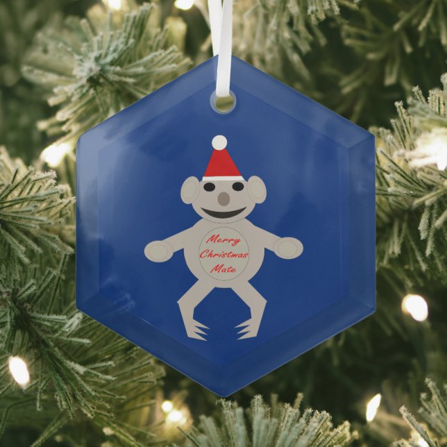 Australian Christmas Koala Bear Glass Tree Decoration (Insitu)