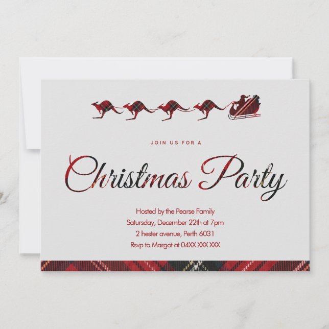 Australian Christmas Party Invitation flannel  (Front)