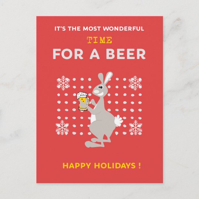 Australian christmas postcards Funny Kangaroo Beer (Front)