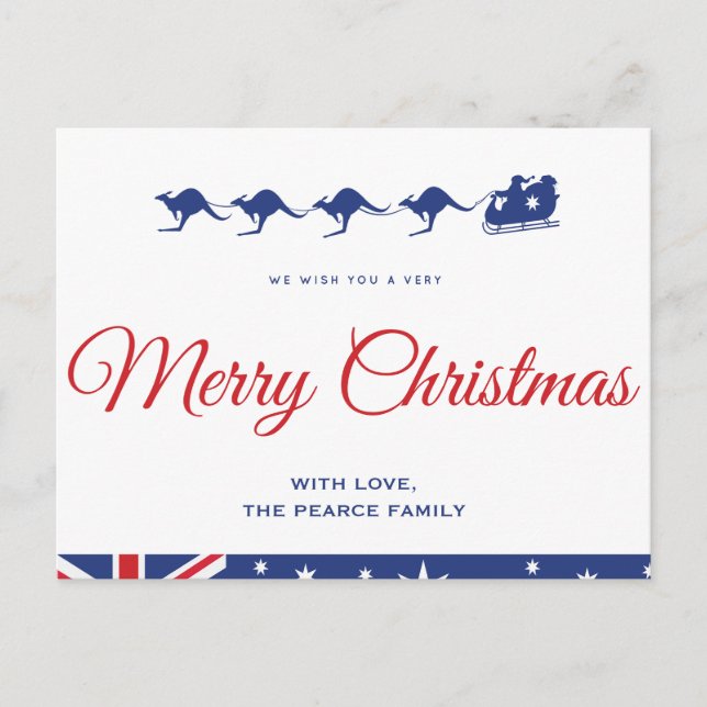 Australian christmas postcards Kangaroo Aussie (Front)